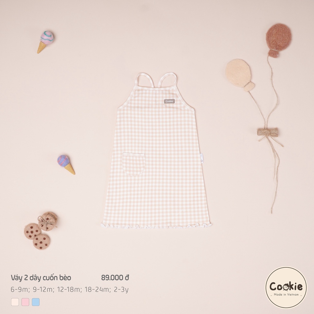 [Mã ICBTUE1532 giảm 15K đơn 99K] [COOKIE ] Váy 2 dây cuốn bèo cho bé gái size 6-9m & 9-12m & 12-18m & 18-24m