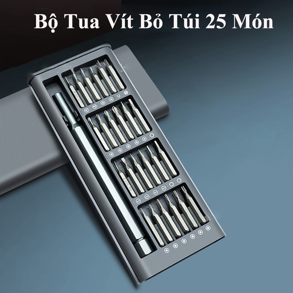 Bộ tua vít đa năng mini 24 đầu nhỏ sửa điện thoại, tô vít từ tính mở laptop mắt kính đồng hồ