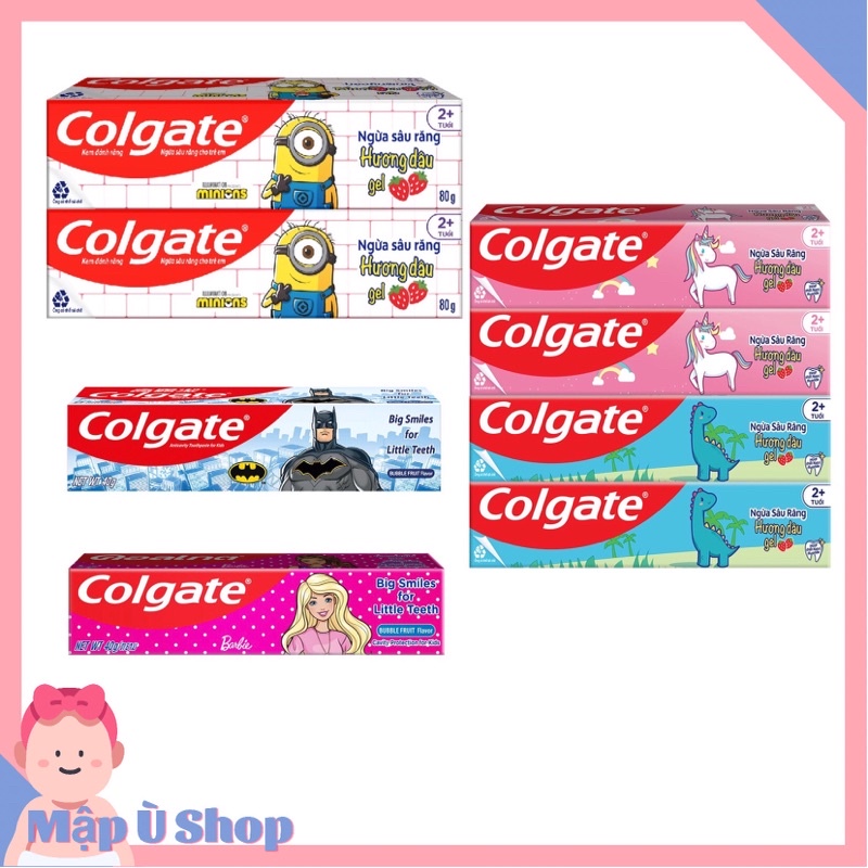 Kem đánh răng Colgate Minions hương dâu - bạc hà 40g 80g 90g cho trẻ em từ 2 - 6 tuổi trở lên