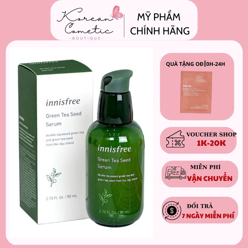 Serum Innisfree Green Tea Seed 80ml Tinh Chất Dưỡng Ẩm Sâu,Phục Hồi Da Mụn Trà Xanh AUT kv1