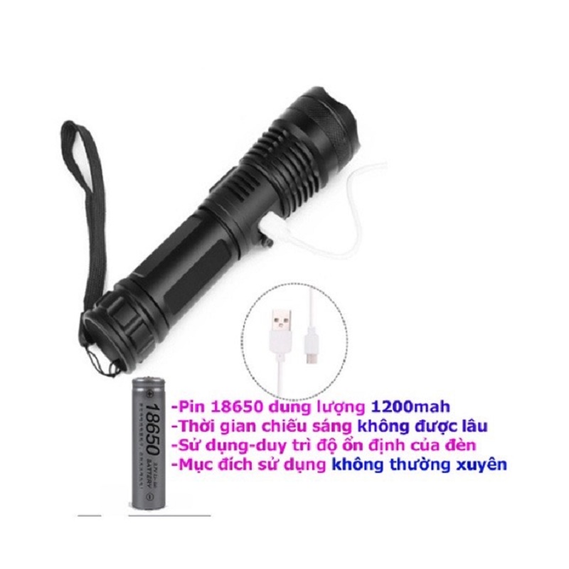 Bộ đèn pin cao cấp XHP50, cầm tay tích điện, bóng LED chip siêu sáng Đèn pin cầm tay tích điện, bóng LED siêu sáng
