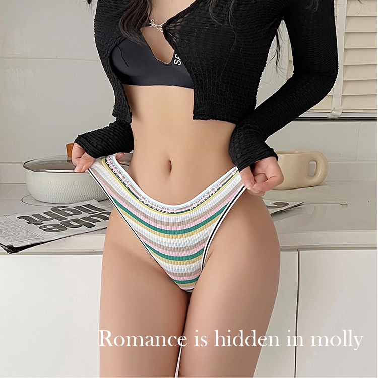 .Quần Lót Nữ Cotton  Tăm Lọt Khe Chữ  Cạp Chữ Họa Tiết Sắc Màu Quyến Rũ  Mã 502