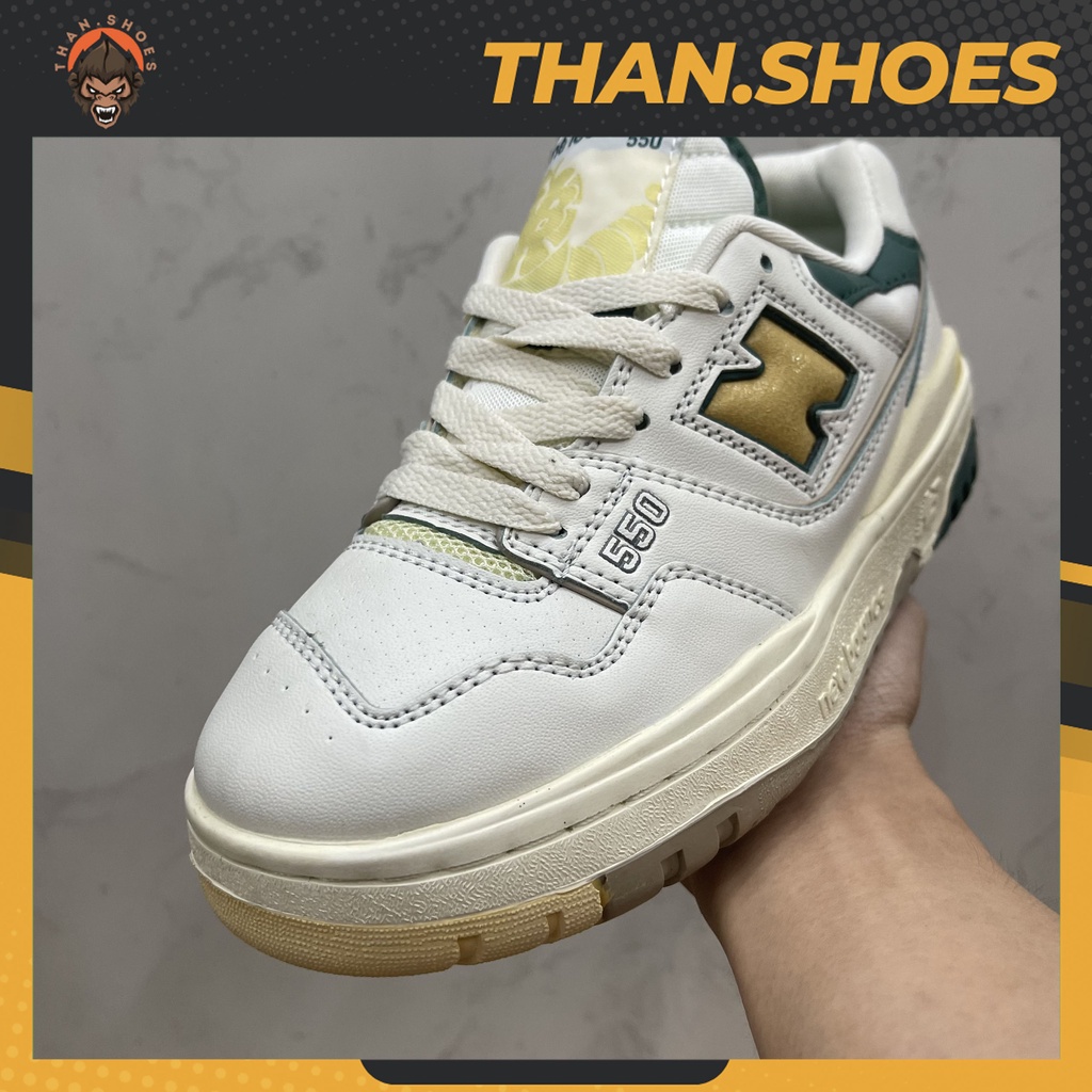 Giày New Balance Aimé Leon Dore x 550 Natural Green, NB 550 Xanh Vàng - Than.Shoes