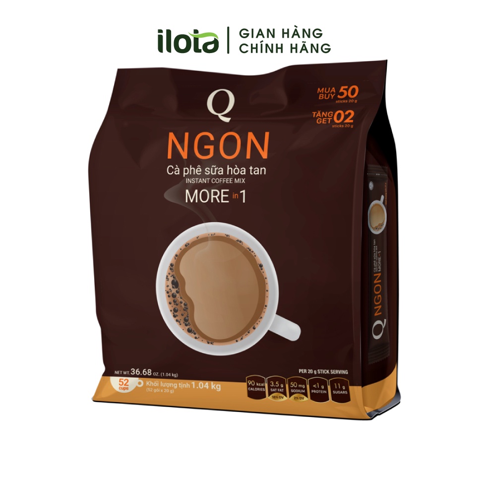 Cà phê sữa NGON Trần Quang hoà tan 3 in 1 uống liền 52 gói