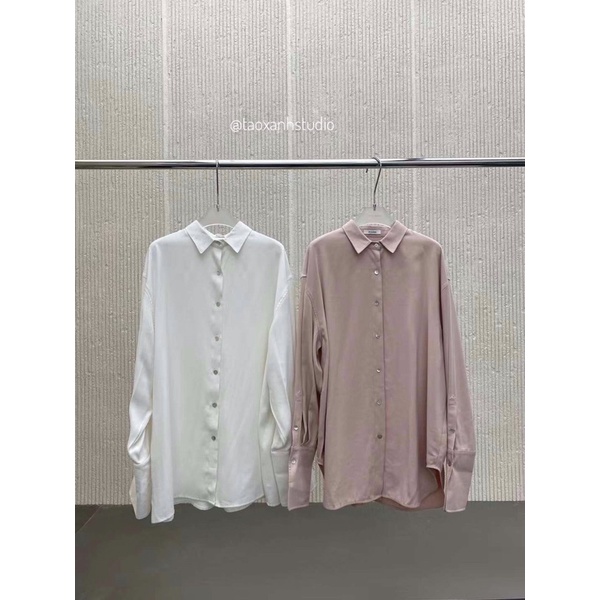 TAOXANH Sơ mi váy cổ đức dáng dài