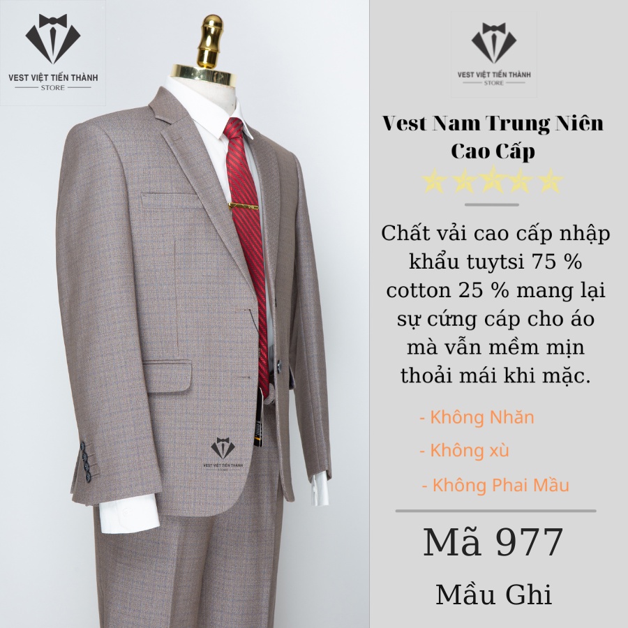 Bộ vest nam trung tuổi vest việt tiến thành chất liệu tuýt si nhập khẩu ấn độ