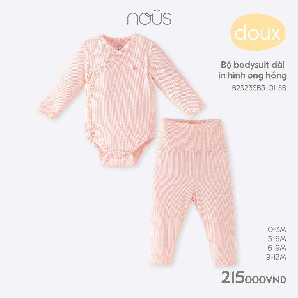 Bộ quần áo liền thân Nous bodysuit chất liệu Nu Doux in hình ong dành cho bé 0-3 tháng đến 9-12 tháng