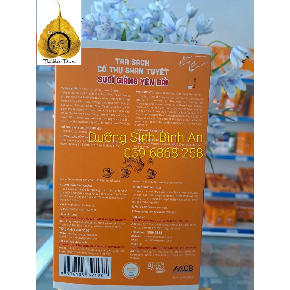 Trà SẠCH Cổ Thụ Shan-Tuyết - Hộp 22 gói Quy Nguyên