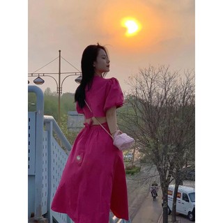ĐẦM CỔ TRÒN TAY PHỒNG THẮT NƠ