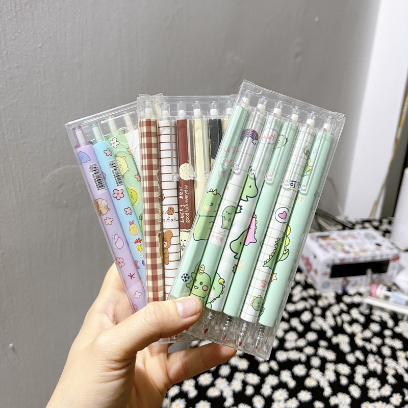 Set 6 búi bi mực đen hình dễ thương