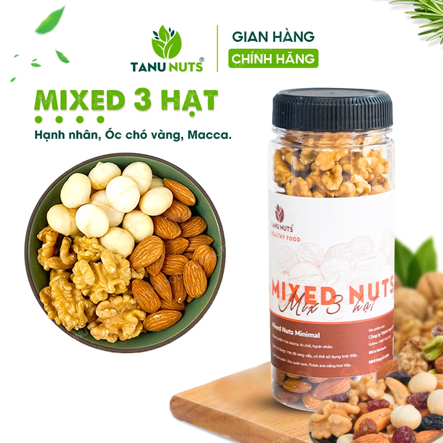 HỘP MIX 3 LOẠI HẠT DINH DƯỠNG MACCA, ÓC CHÓ, HẠNH NHÂN 350g