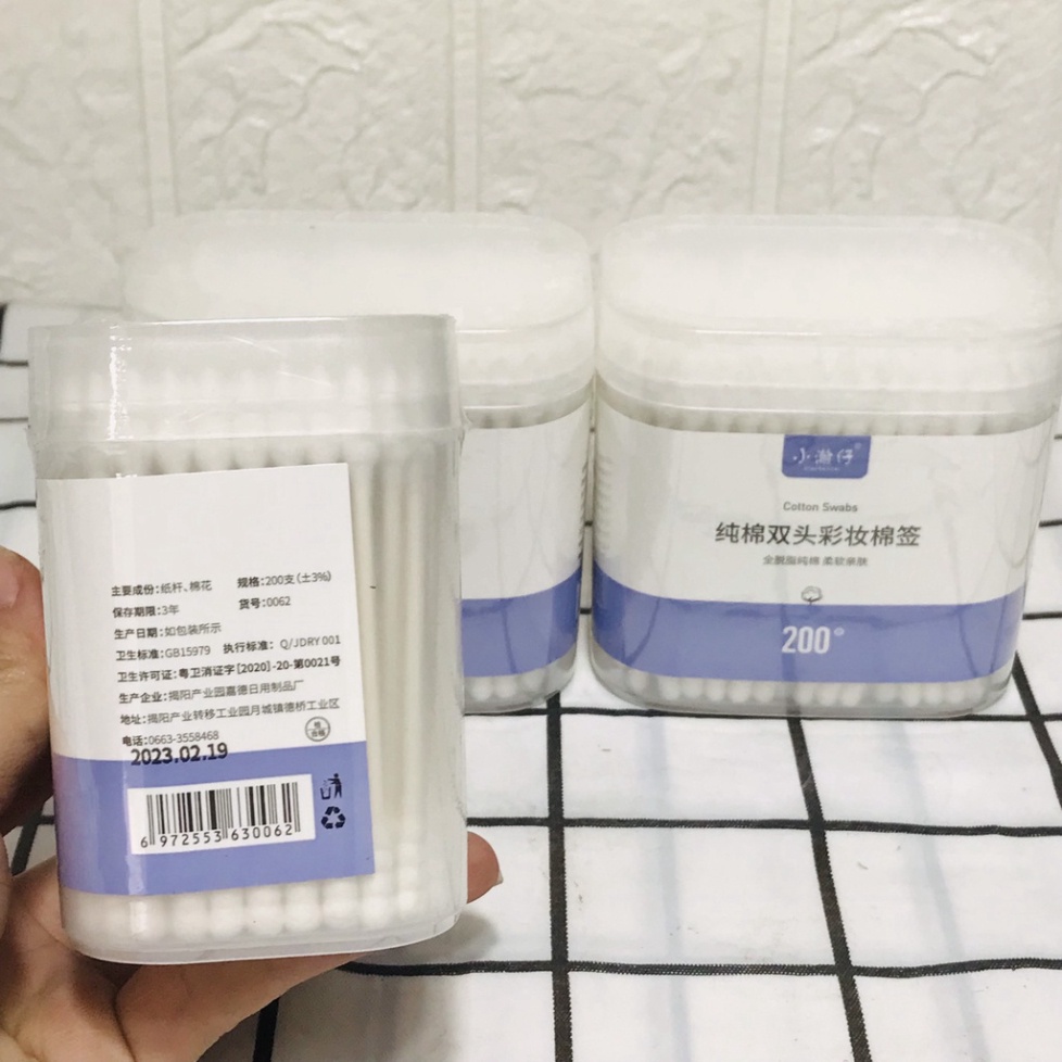 Hộp 200 que hoặc 500 que  Tăm Bông Ngoáy Tai 2 Đầu Cực Xịn