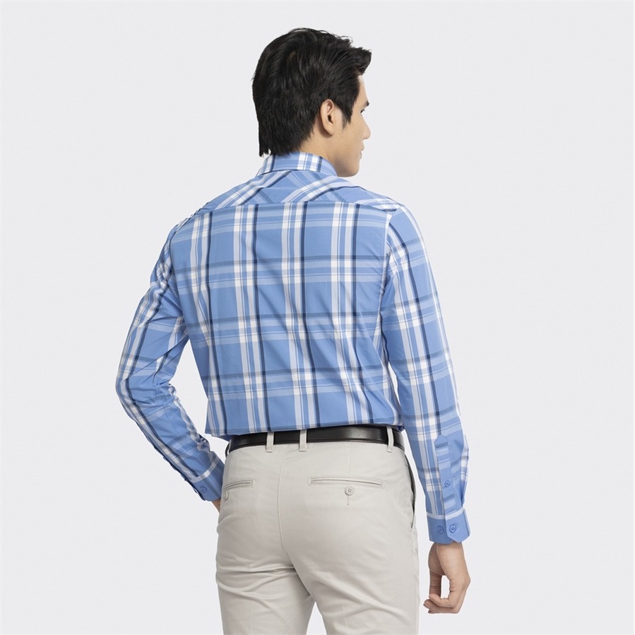 [MẪU MỚI] Áo sơ mi nam dài tay ARISTINO họa tiết xanh kẻ trắng trẻ trung nam tính - ALS21102