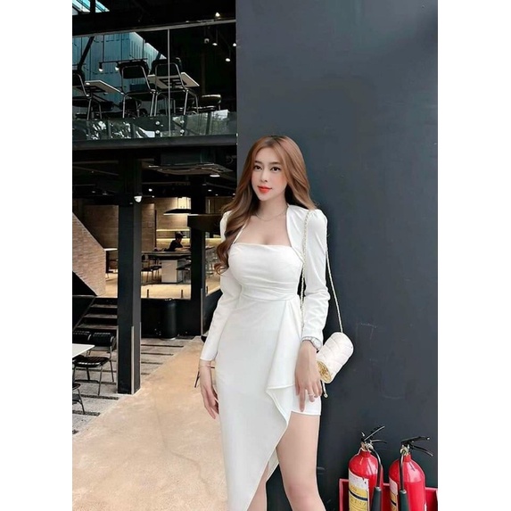 LIKEHER - ĐẦM BODY XẾP LY TÀ XÉO D83