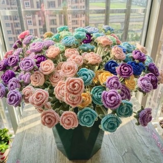Hoa hồng tỉ muội bằng len 🌹