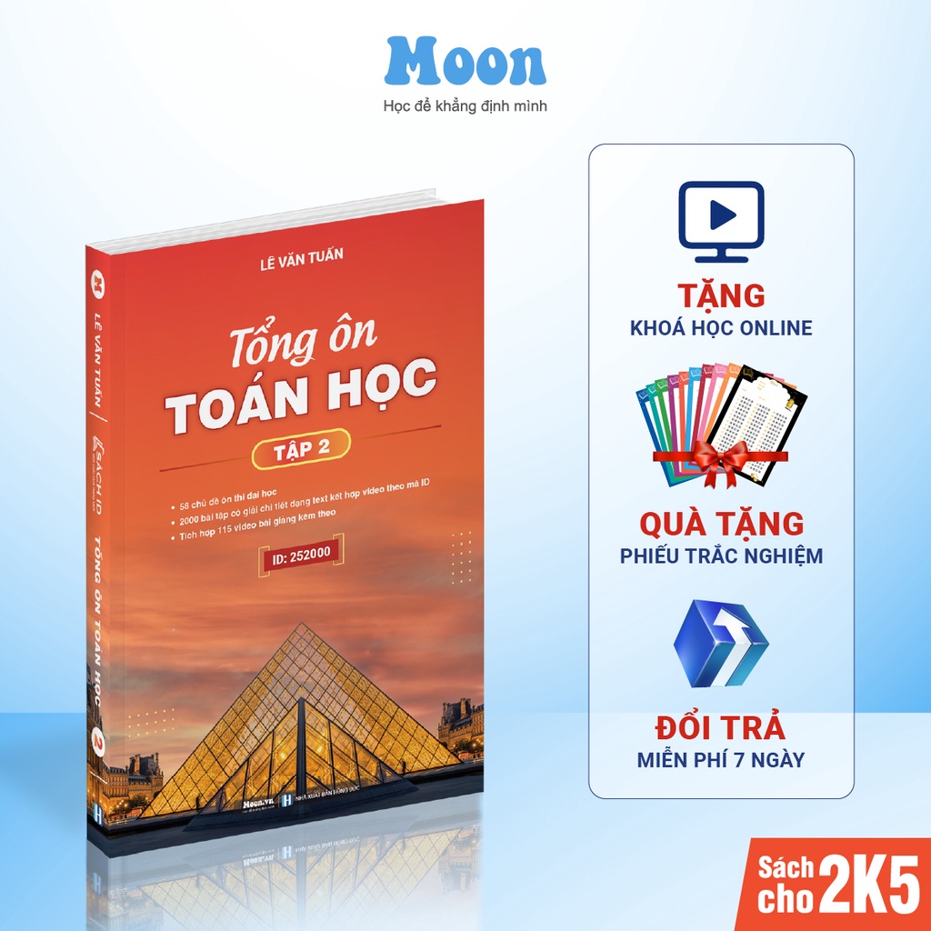 Sách ID tổng ôn toán học lớp 12 tập 2, tự học toán ôn thi thpt quốc gia 2023 moonbook.
