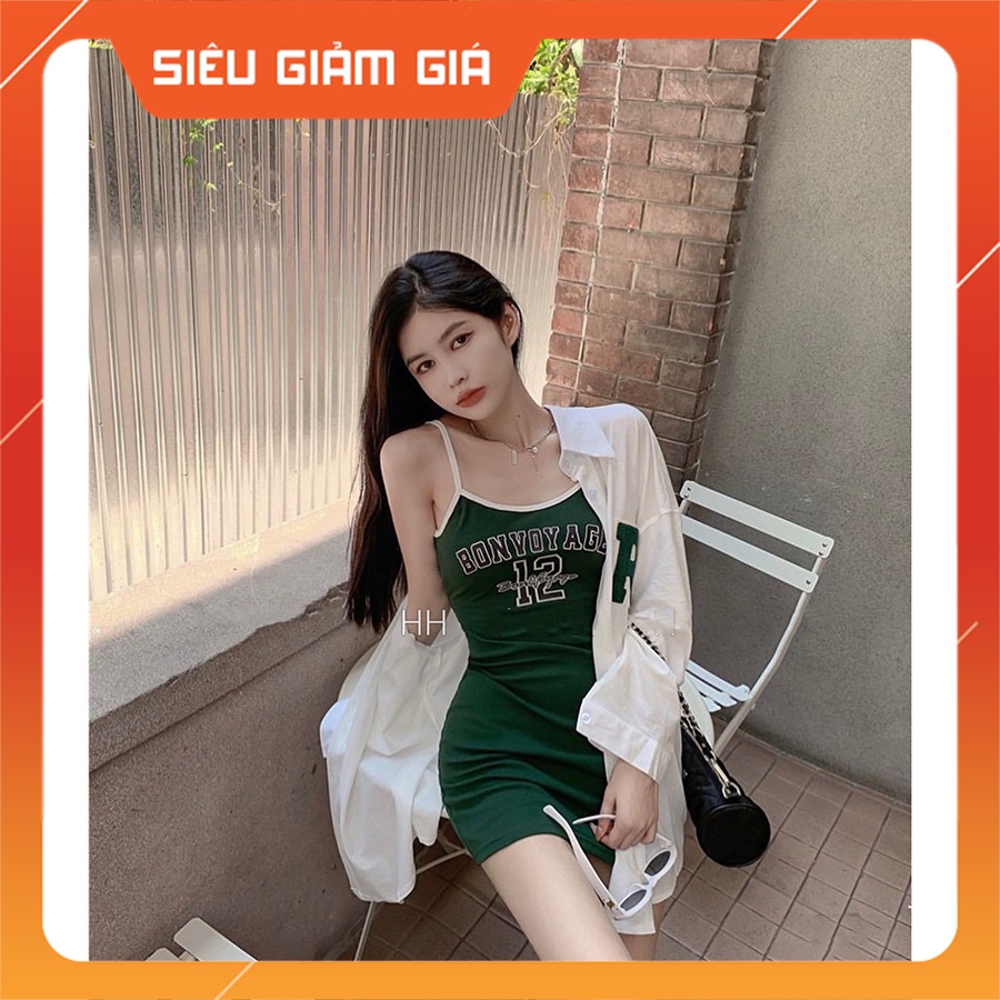 Set Váy 2 Món Váy Body Dáng Ngắn Kèm Áo Sơ Mi Thêu Chữ R SB4011 - Teen888