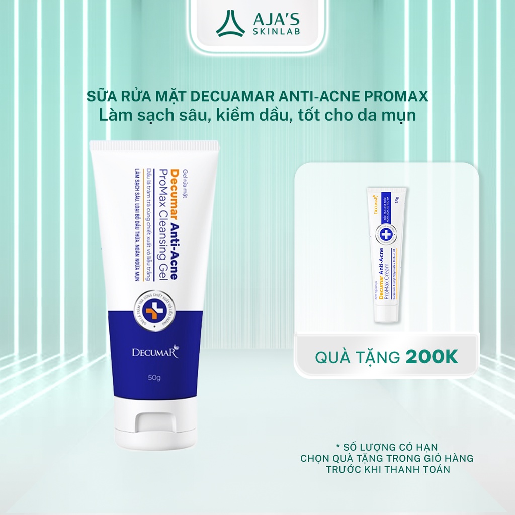 Sữa rửa mặt dạng Gel Ngừa Mụn, Mờ Thâm, Ngừa Sẹo, Tái Tạo Da Decumar Anti-Acne Promax Cleansing Gel