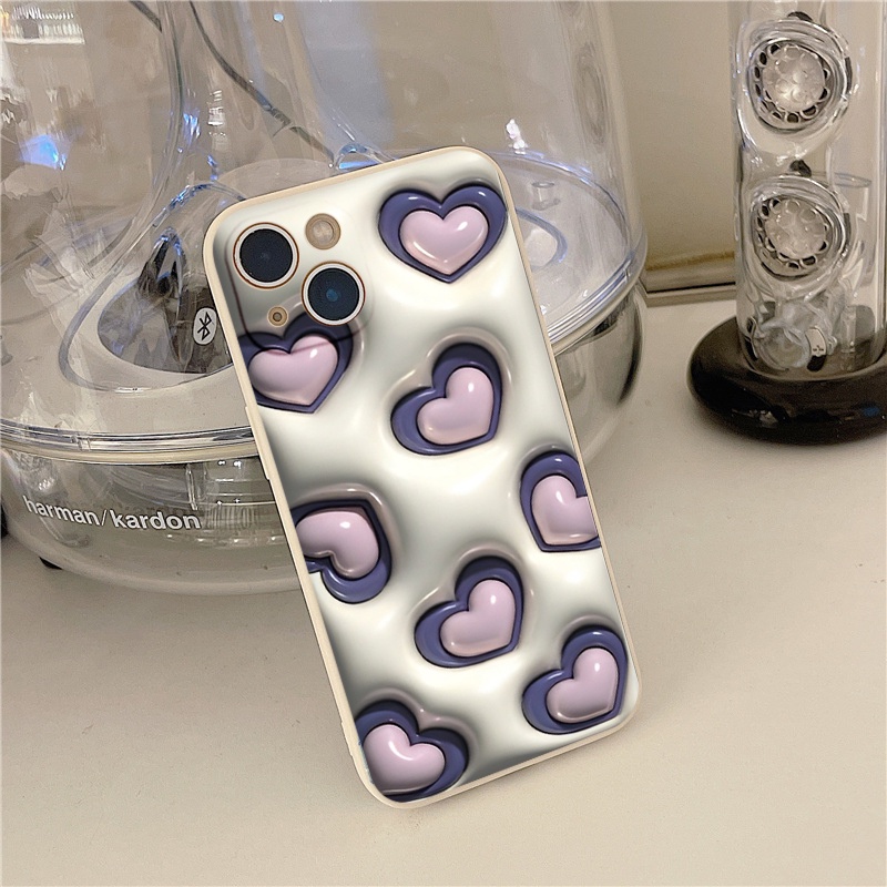 Ốp Điện Thoại Độc Đáo nhiều tim tím Cho iPhone 7 8plus SE X Xs 11 11pro 11promax 12pro 13 13Pro 13Prm e5100