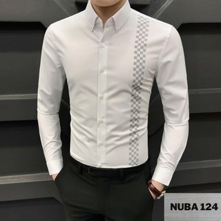 Áo sơ mi nam dài tay họa tiết,chất vải lụa NUCA 81