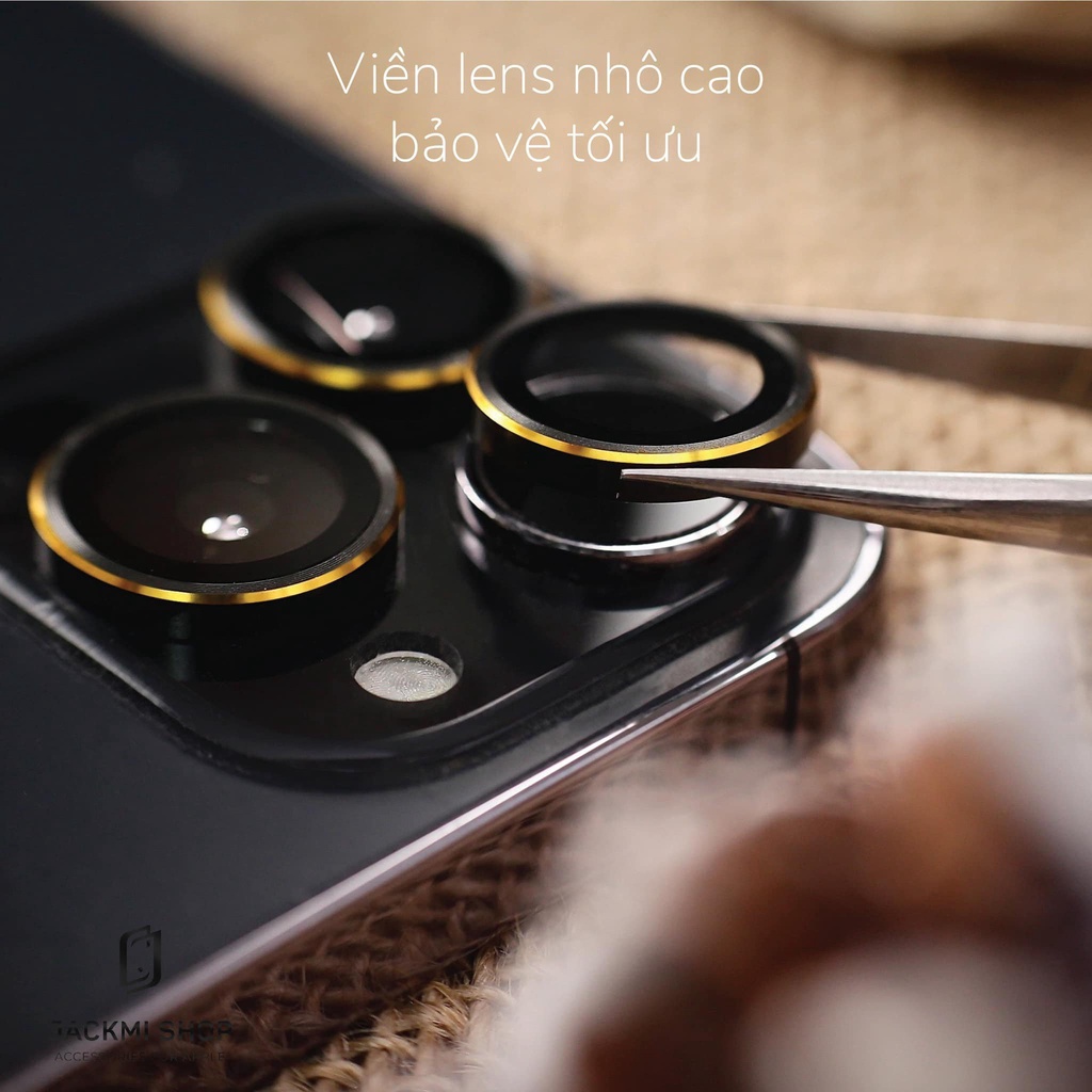 Lens bảo vệ camera viền gold mipow diamondshield i.phone 14 pro / 14 promax - bj14b