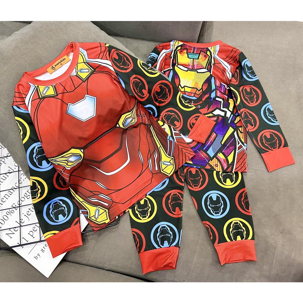 Bộ Tay dài quần dài Thun lạnh 3D loại 1 Ann's Kids siêu nhân cơ bắp cho bé trai size nhí từ12-22kg-Đồ bộ cho bé-Pikakids