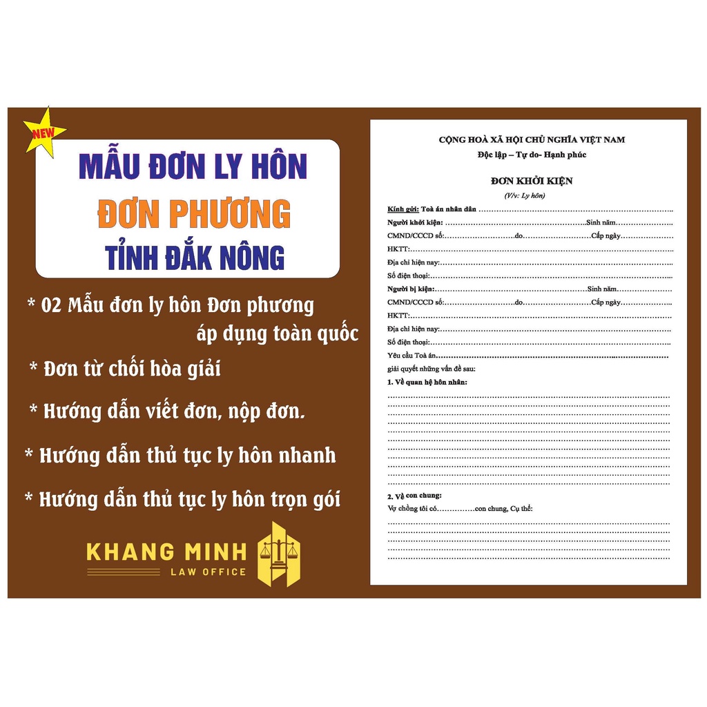 Đơn ly hôn đơn phương tại Đak Nông 2023 + Đơn từ chối hòa giải+Hướng dẫn