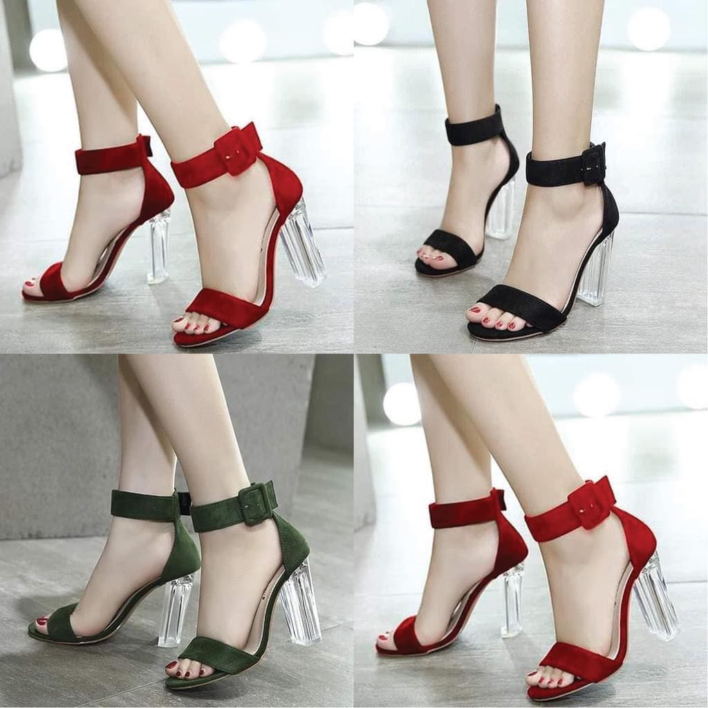 GIÀY SANDAL CAO GÓT QUAI NHUNG GÓT TRONG MICA CAO CẤP - CG18