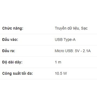 cáp sạc đầu micro usb dài 1m - 1.2m dùng cho các dòng máy Android