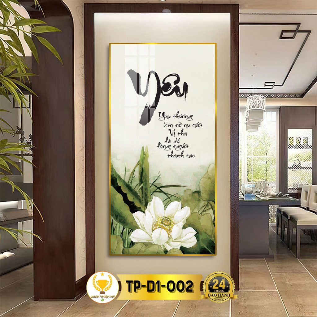 Tranh Treo Tường Decor Chữ Yêu Thư Pháp Tráng Gương CHÂN THIỆN MỸ, Quà Tặng, Trang Trí Phòng, Treo Cầu Thang TP-D1-002
