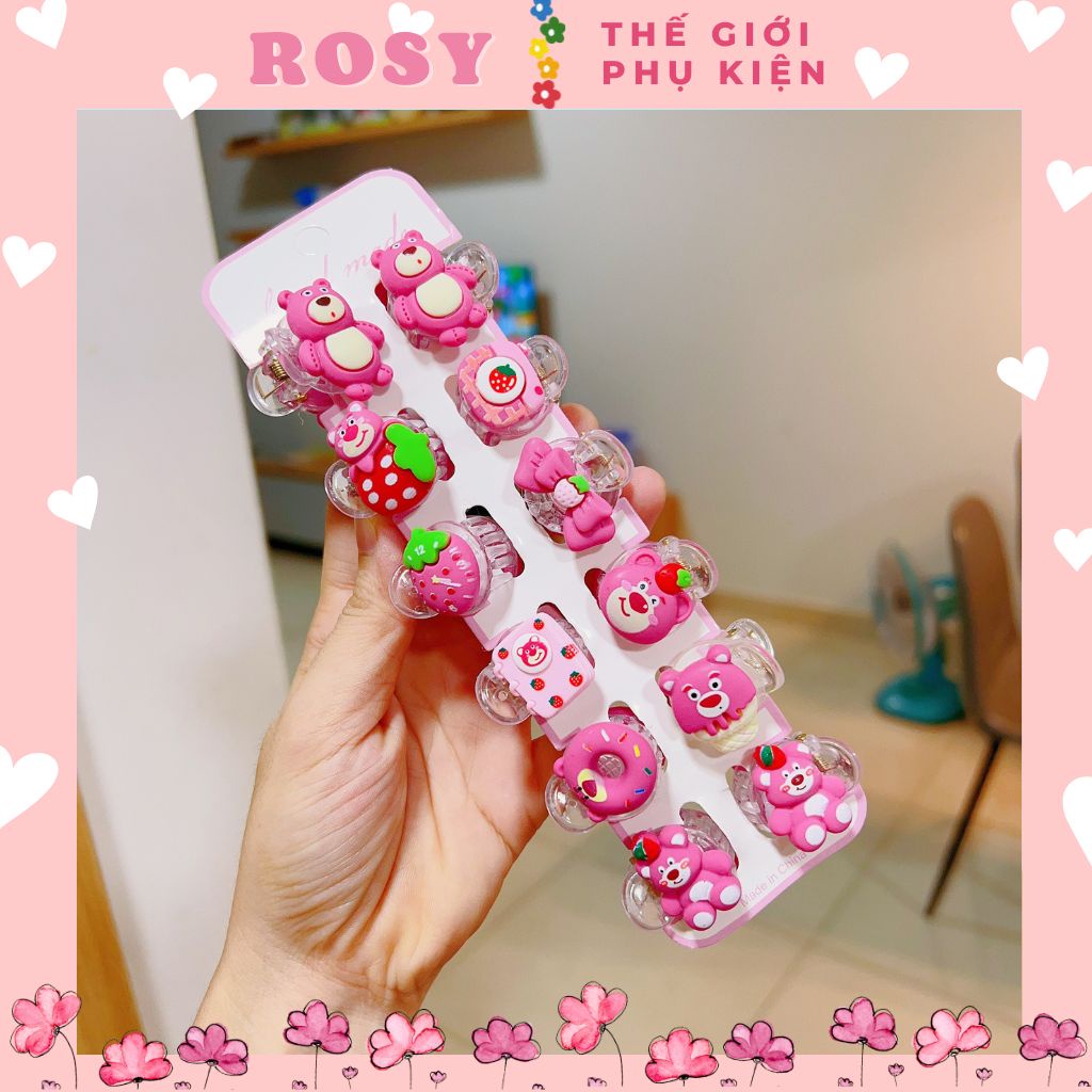 1 Kẹp Cua Nhí Đính Charm Gấu Dâu