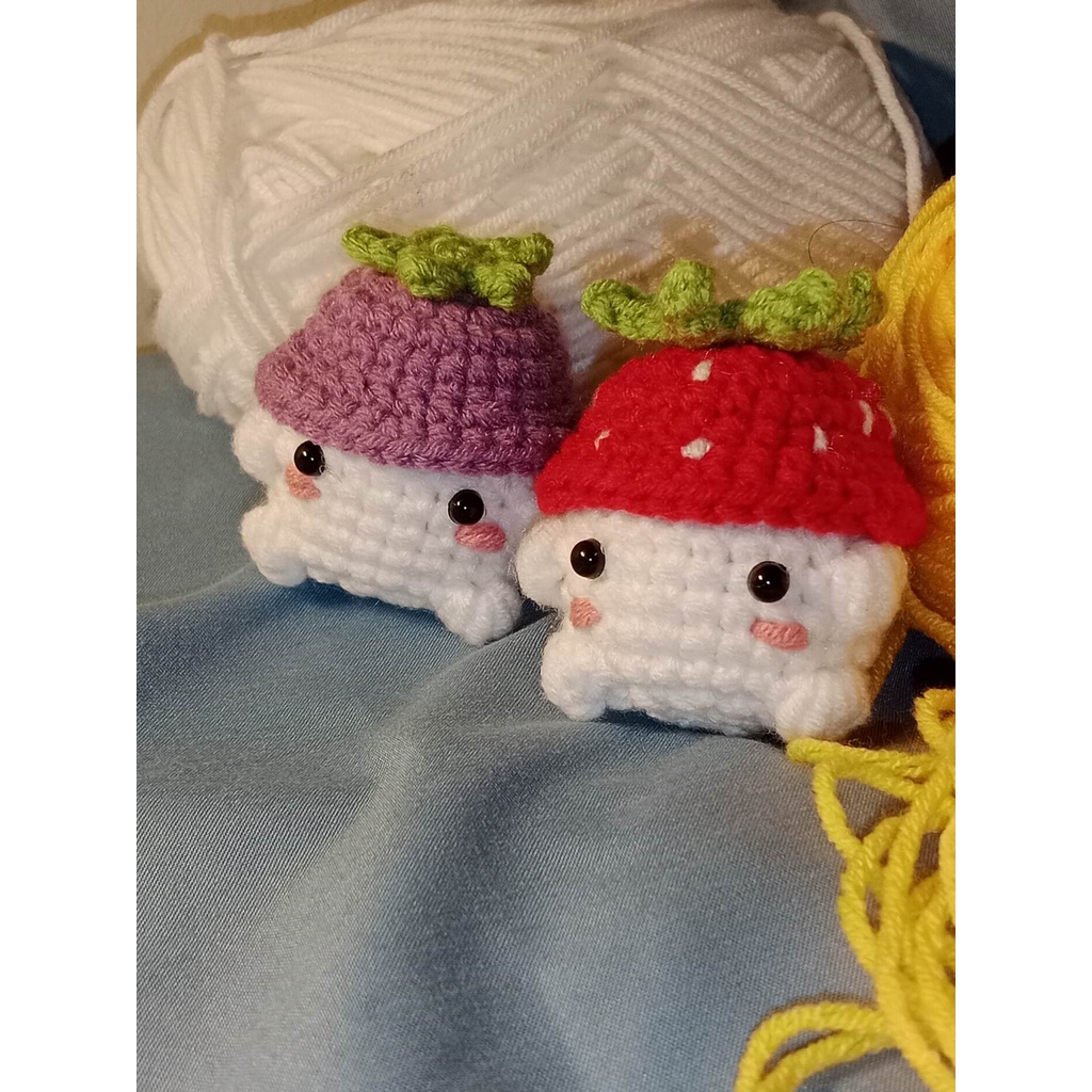 Móc khóa nấm Chunky mushie len mềm mịn handmade - kèm dây móc