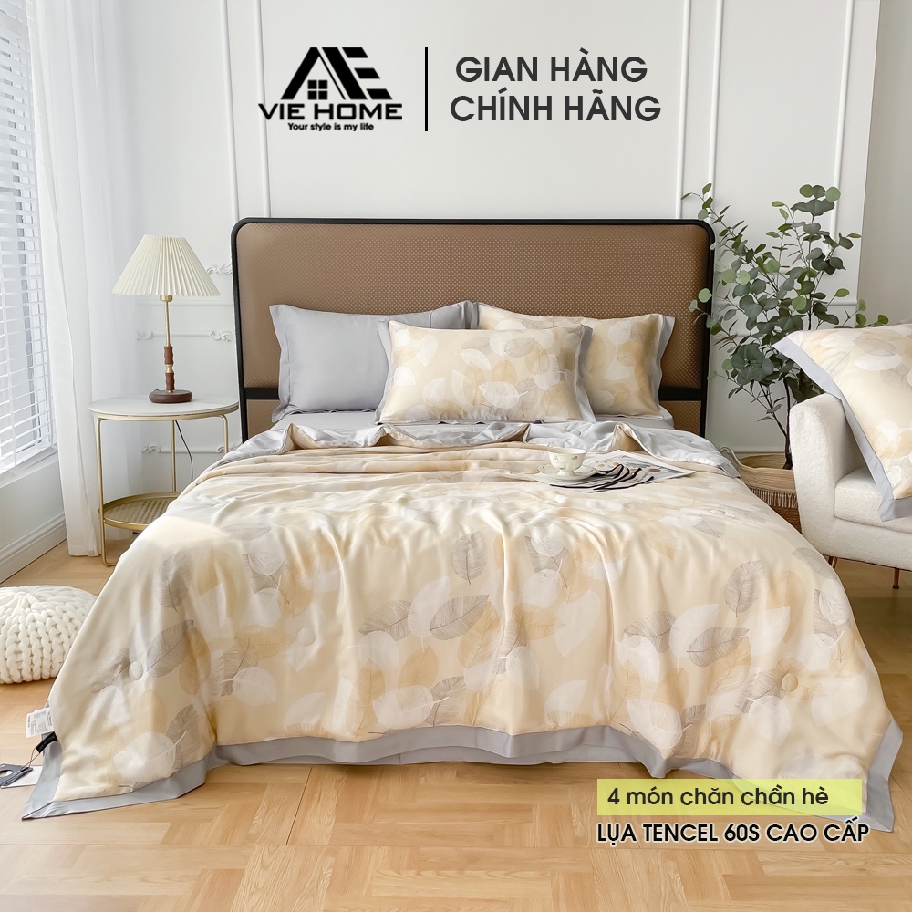 Bộ chăn ga gối Lụa Tencel 60S VIE HOME - Bedding mềm mịn thấm hút full hộp nhập khẩu cao cấp M6/M8