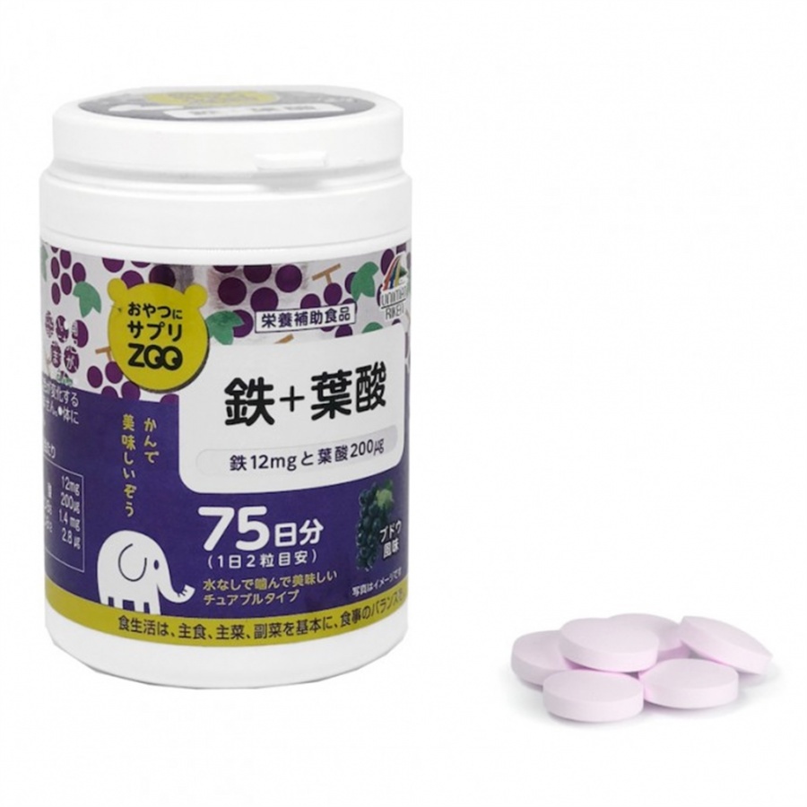 Kẹo bổ sung Vitamin, Canxi,Vitamin D, lợi khuẩn, Axit folic Cho Bé Unimat Riken 150 viên 75 ngày nội địa Nhật Bản