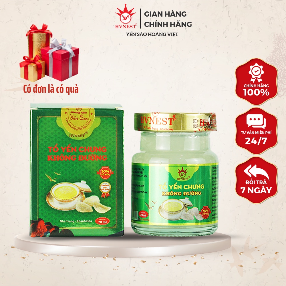 Yến Tươi Chưng Sẵn HVNEST Vị Không Đường 70ml
