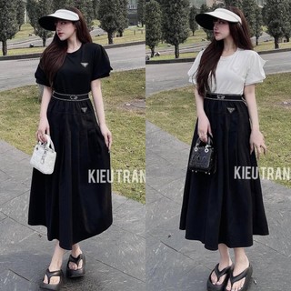 Set áo thun kèm chân váy midi