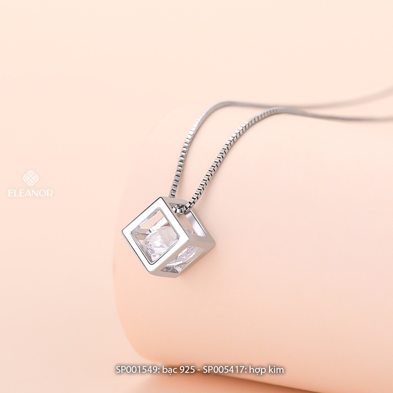 Dây chuyền nữ bạc 925 Eleanor Accessories mặt hình hộp phối đá phụ kiện trang sức 1549
