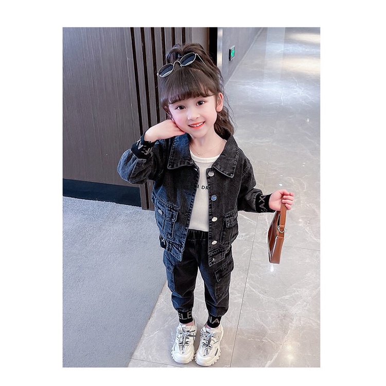 Sét bộ quần áo jean bò cho bé trai và bé gái 14-45kg, chất co giãn hàng cao cấp phong cách Hàn Quốc