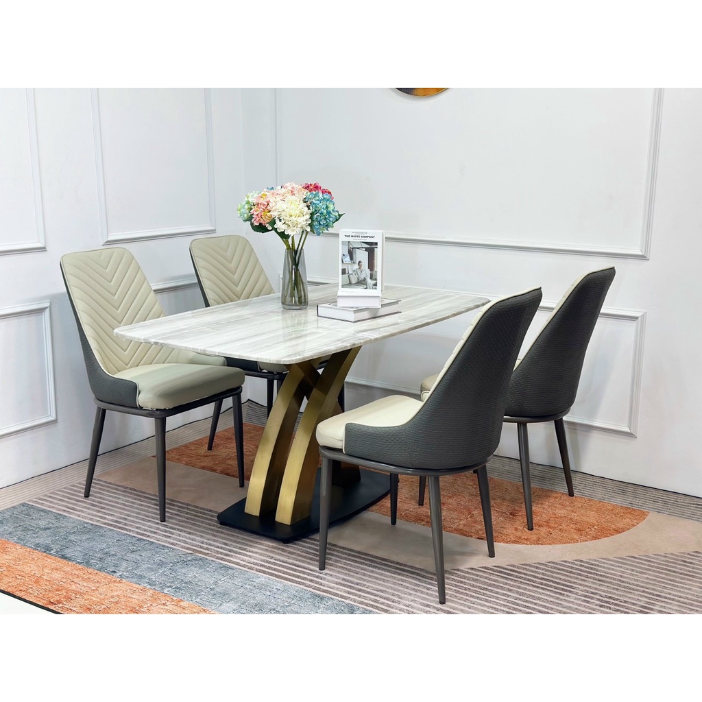 Bàn Ăn Cơm T90 Chân Guccii Vàng, Inox Mạ Titan, Nhập Khẩu Cao Cấp Hiện Đại,  Phù Hợp Căn Hộ Chung Cư Gia Đình