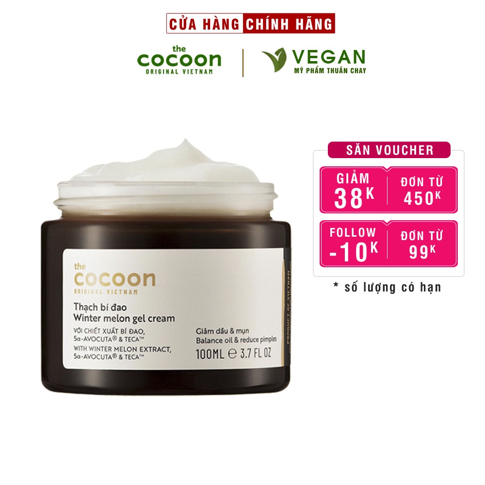 Thạch Bí Đao cocoon (kem dưỡng ẩm) cấp ẩm và ngừa mụn 100ml thuần chay