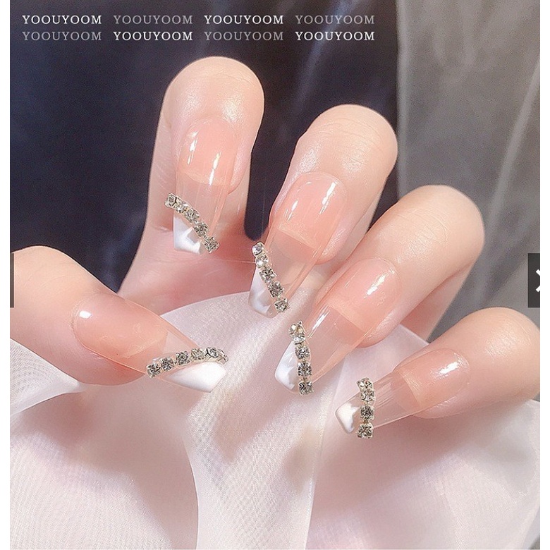 Cham dây đính đá nails cao cấp- charm xích nails 3 màu vàng bạc 7 màu