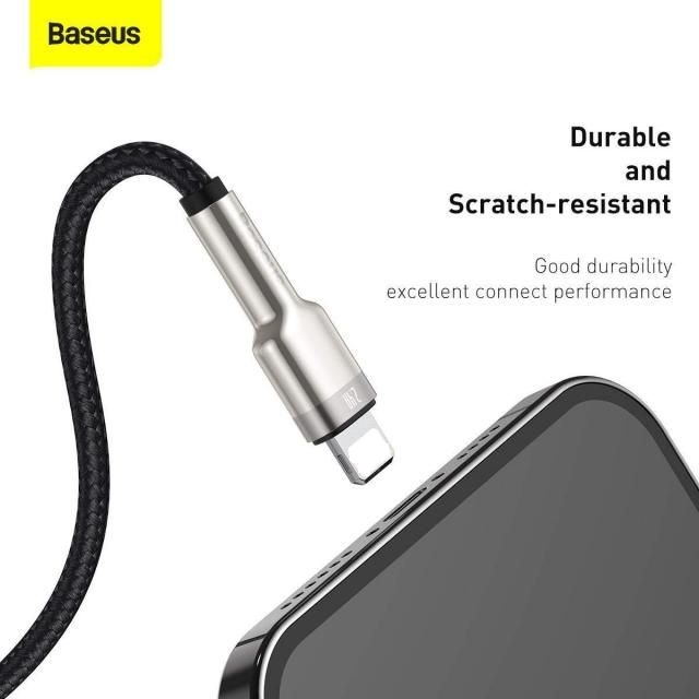 Cáp sạc nhanh Baseus Cafule Metal Dây bọc dù dài 1m 2m truyền dữ liệu cho iphone 8 x xmax 11 12 promax.
