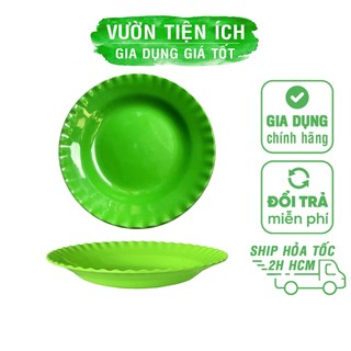 Dĩa nhựa tròn Vĩnh Phát đường kính 10 - 25cm màu xanh, trắng trong - Vườn tiện ích
