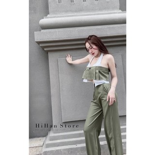 Set quần suông áo croptop
