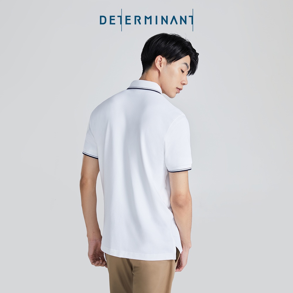 Áo thun nam Polo Cotton Visdry kháng nước chống sờn vải thương hiệu Determinant - màu Trắng phối cổ viền xanh [P01-04]