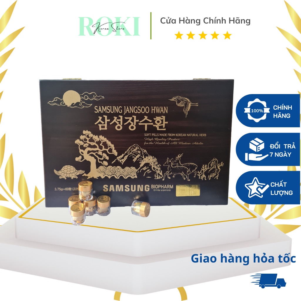 An Cung Ngưu Hoàng Hoàn Trầm Hương Samsung Jangsoo Hwan Cao Cấp Hàn Quốc Hộp Gỗ 60 Viên Phòng Ngừa Tai Biến Đột Quỵ
