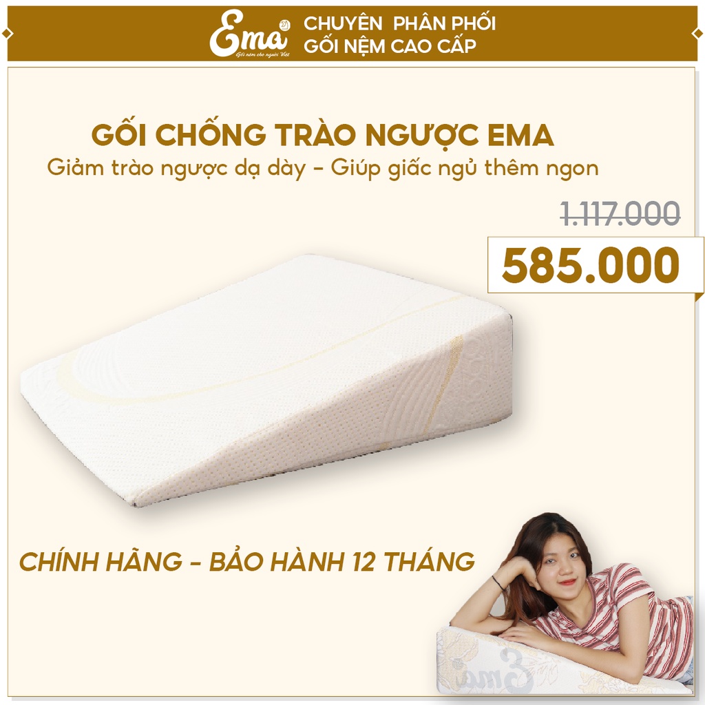 Gối chống trào ngược dạ dày cho người lớn Ema thiết kế chuẩn độ bề cao hiệu quả đã được kiểm chứng