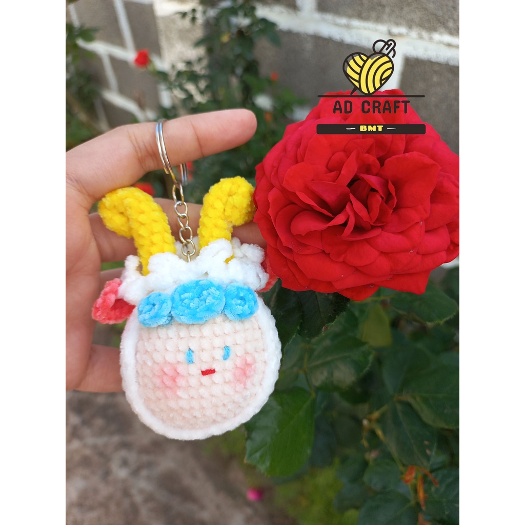 Móc khóa đầu cung hoàng đạo - Móc khóa len nhung handmade - Móc khóa len, handmade, móc cặp sách, balo, quà tặng, ...