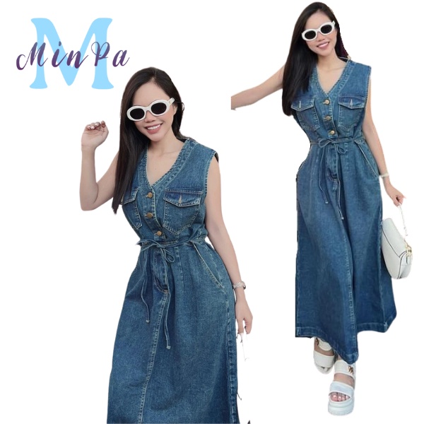 Váy Yếm Jeans Dáng Dài Siêu Xinh, Đầm Bò Jean Sát Nách Túi Ngực Siêu Hot Hàng Quảng Châu Rẻ Đẹp Chất Lượng YV267