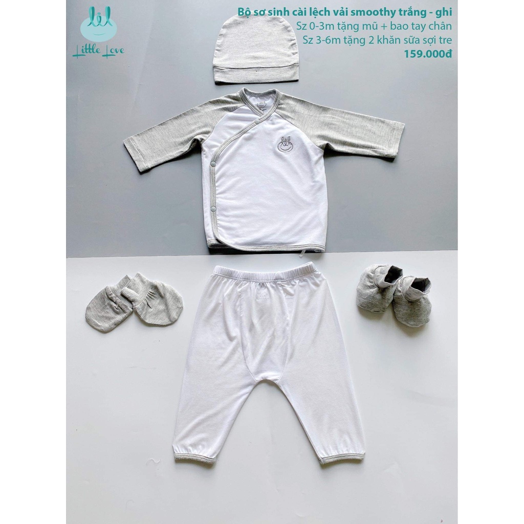 [Mã BMTTC60K giảm đến 60K đơn 50K] Bộ dài tay sơ sinh smoothy cho trẻ từ 3-6m little love (LDT25, LDT24)